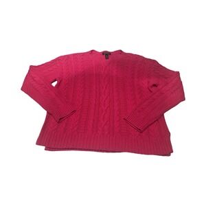 Lauren Ralph Lauren XL Hot Pink Chunky Cable Knit Pullover Fisherman Sweater